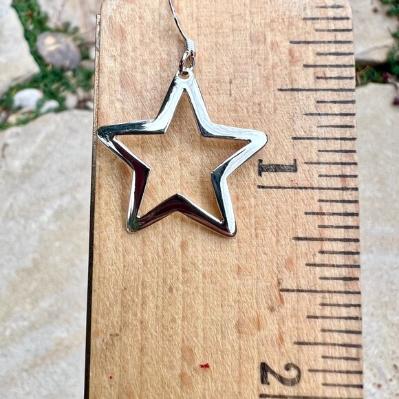 Sundance $78 NEW Sterling Silver STAR 1-1/4" Dangle Holidays Christmas Earrings - Picture 5 of 10